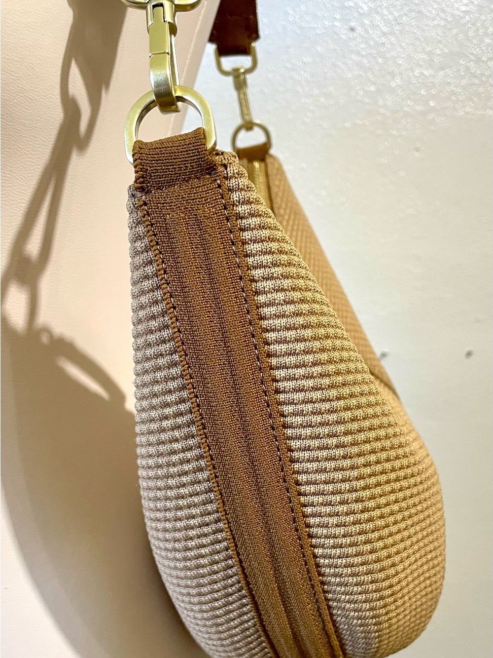 Rothy’s The Hobo Shoulder Bag Brown Woven Knit Crescent Recycled Handbag Purse - Picture 6 of 11